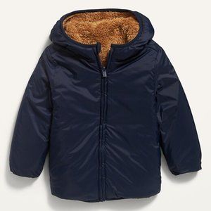 Old Navy Kids Reversible Plush Sherpa Jacket size 5T blue/tan